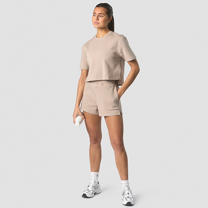 Revive Heavy Cropped T-Shirt Wmn,Light Greige