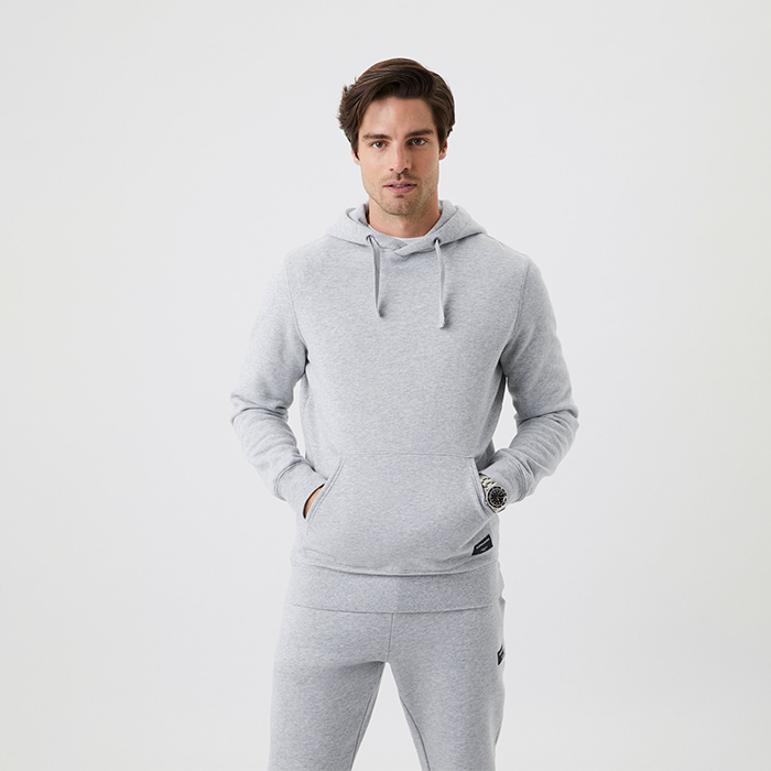Läs mer om Centre Hoodie, Light Grey Melange
