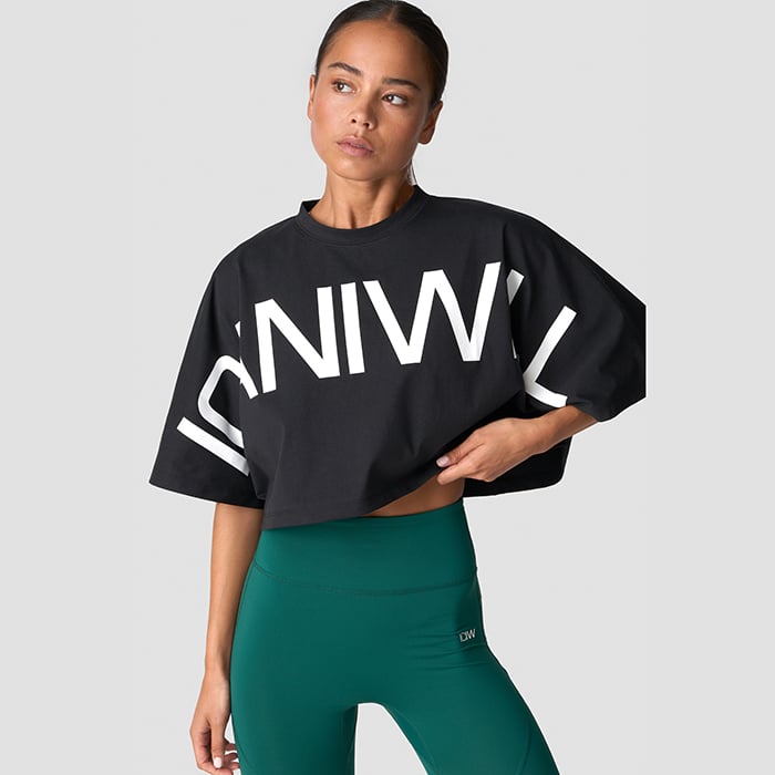 Contrast Croppad T-shirt Svart