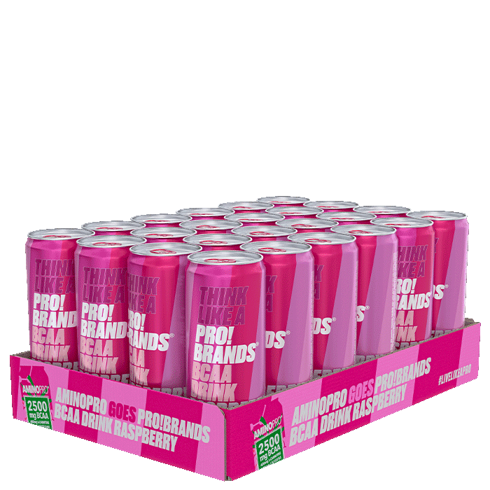 24 x Pro Brands BCAA Drink,330 ml,Less Caffeine,Raspberry