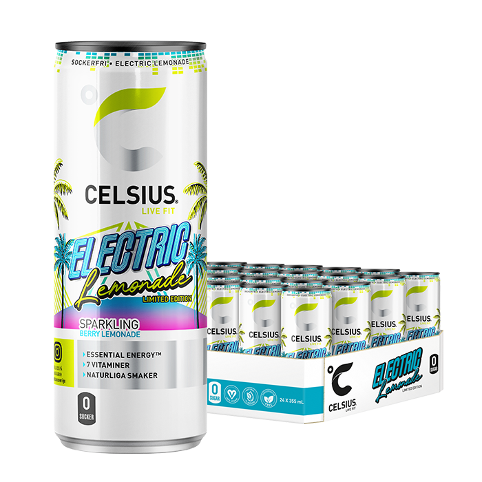 24 x Celsius, 355 ml, Electric Lemonade Kort datum