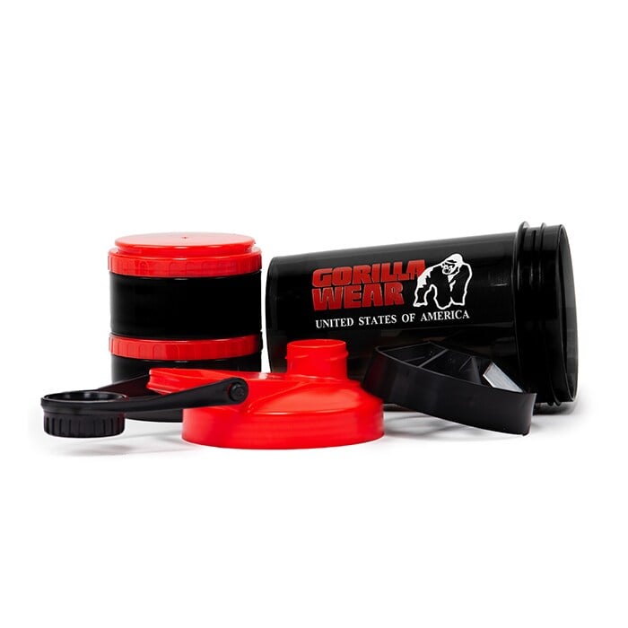 Shaker 2 Go Svart/R&ouml;d 500 ml + 130 ml x 2