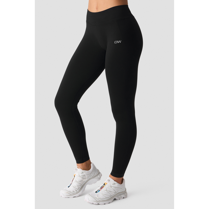 Smooth Seamless Tights Medelh&ouml;g Midja V‑form Svart