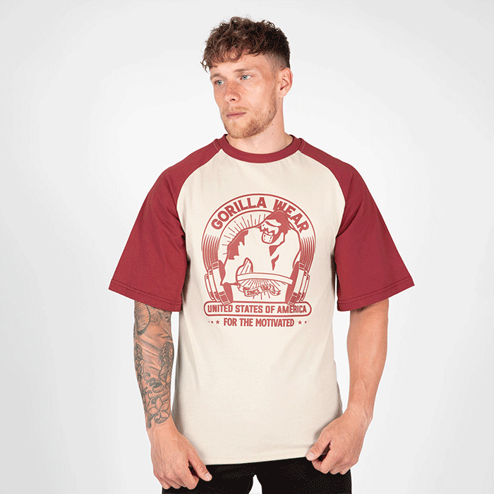 Läs mer om Logan Oversized T-Shirt, Beige/Red