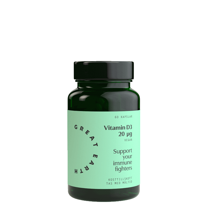 Great Earth D-Vitamin vegan 20 mcg 60 kapslar