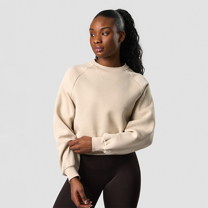 Everyday Cropped Crewneck,Beige