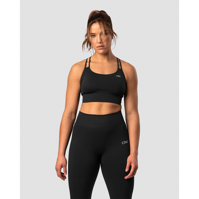 Ribbed Define Seamless Sports Bra, Black