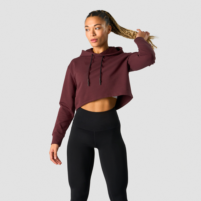 Läs mer om Stride Cropped Hoodie, Burgundy