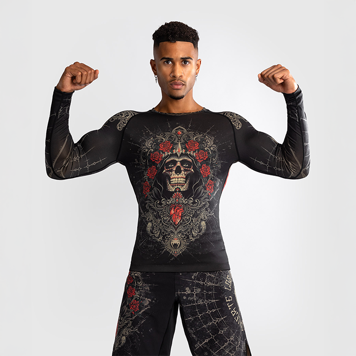 Santa Muerte 5-0 Långärmad Rashguard Svart Guld