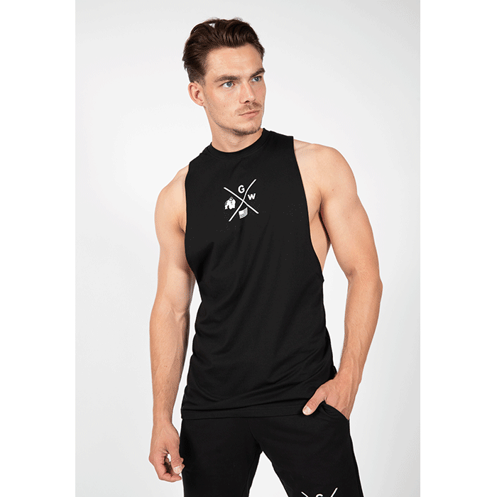 Cisco Drop Armhole Tank Top, Black/White
