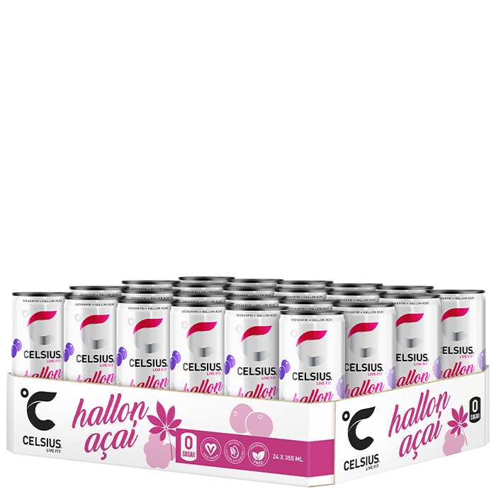 24 x Celsius Energidryck 355 ml Hallon Acai