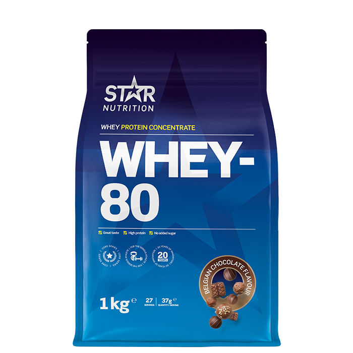 Star Nutrition Whey-80 Vassleprotein 1 kg, Belgian Chocolate