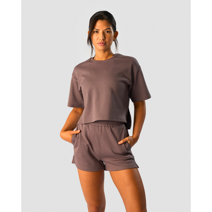 Revive Heavy Cropped T-Shirt Wmn Dusty Brown