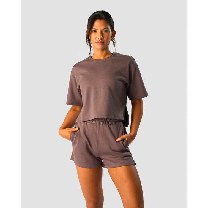 Revive Heavy Cropped T-Shirt Wmn,Dusty Brown