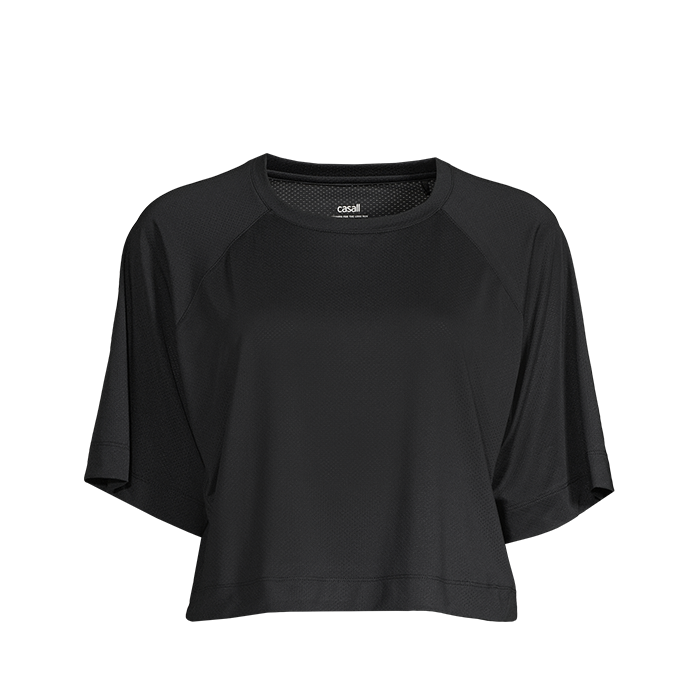 Laser Mesh Crop Tee,Black