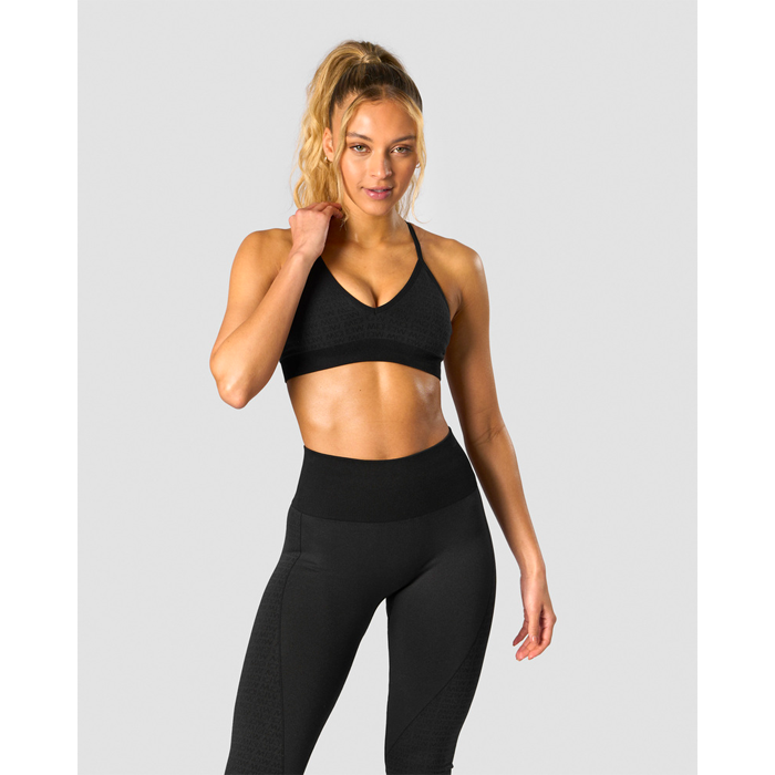 Signature Seamless Sports Bra, Black