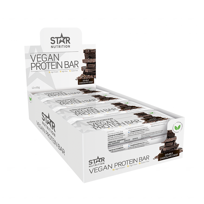 Bild av 12 x Vegan Protein bar, 50 g, Double chocolate crisp - Kort Datum