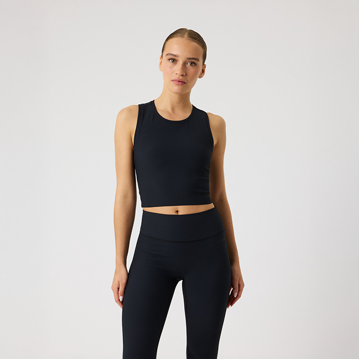 Studio Ribbed Cropped Linne Svart