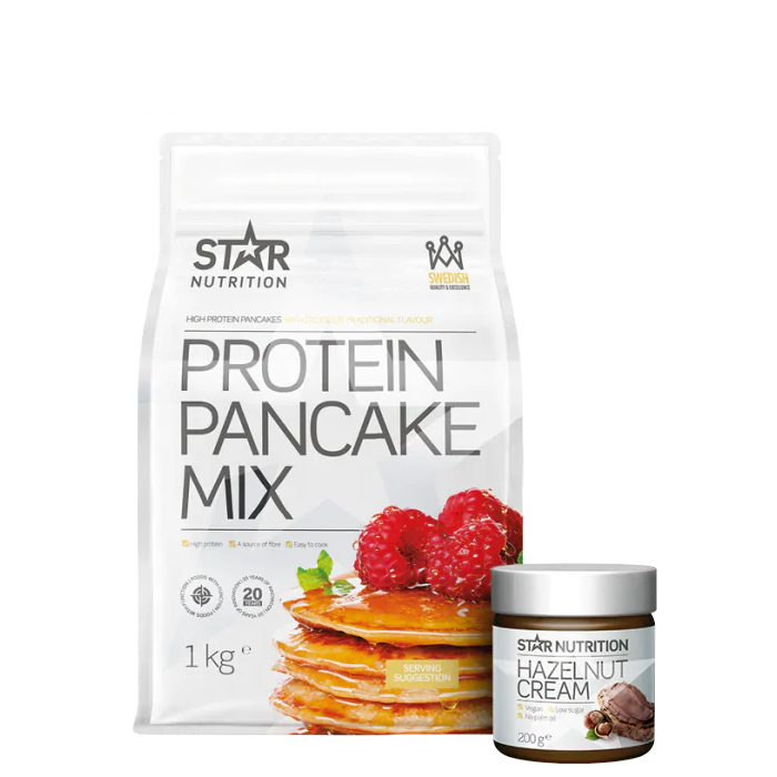 Proteinpannkakor 1 kg Protein Hasselnötskräm 200 g