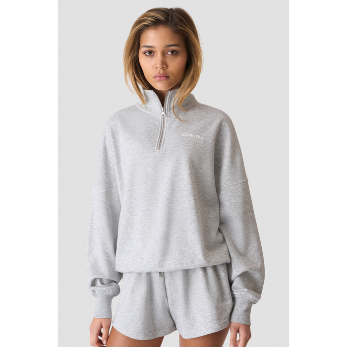 Everyday Terry Sweatshirt med Kort Dragkedja Grå