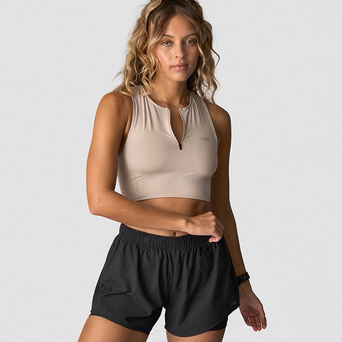 Mirage Cropped 1/4 Zip Tank Top Wmn,Light Cool Brown