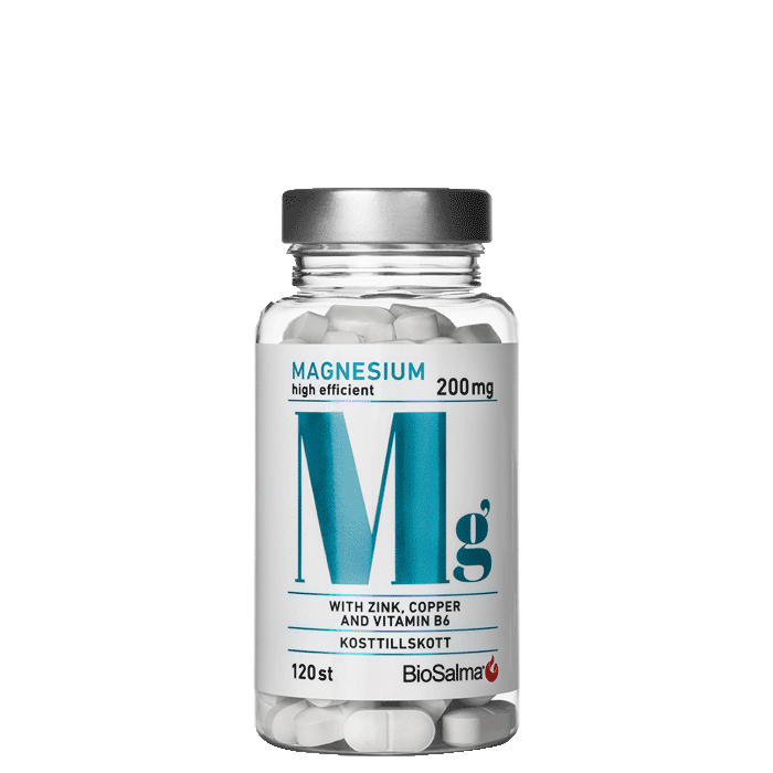 Läs mer om Magnesium 200mg + Zink, Koppar, B6, 120 kapslar