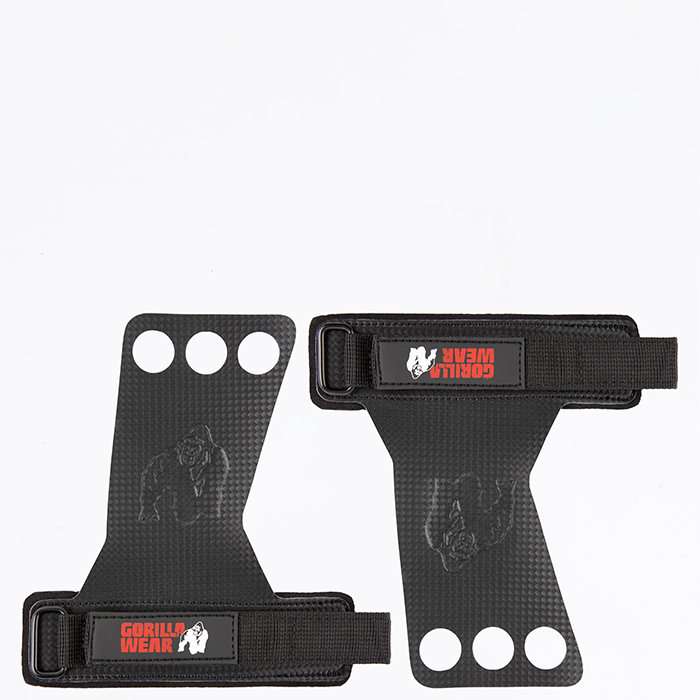 3-Hole Carbon Lifting Grips,Black