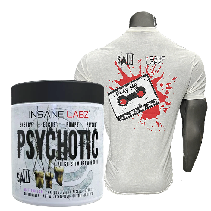 SAW Psychotic Pre-Workout,35 servings Insane Labz SAW T-Shirt