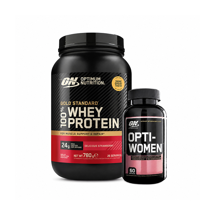100% Whey Gold Standard Vassleprotein 700 g + Opti-Women, 60 Kapslar
