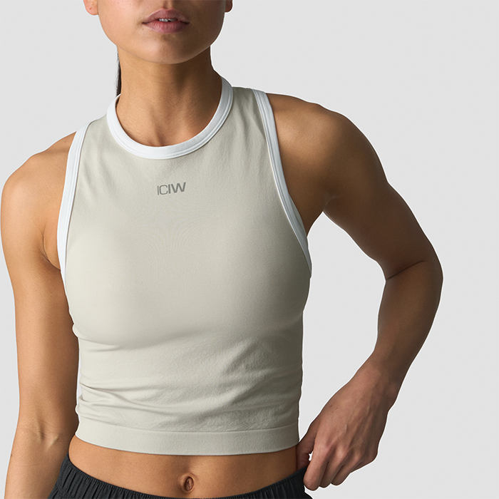 Mirage Sömlöst Croppat Linne Beige Vit