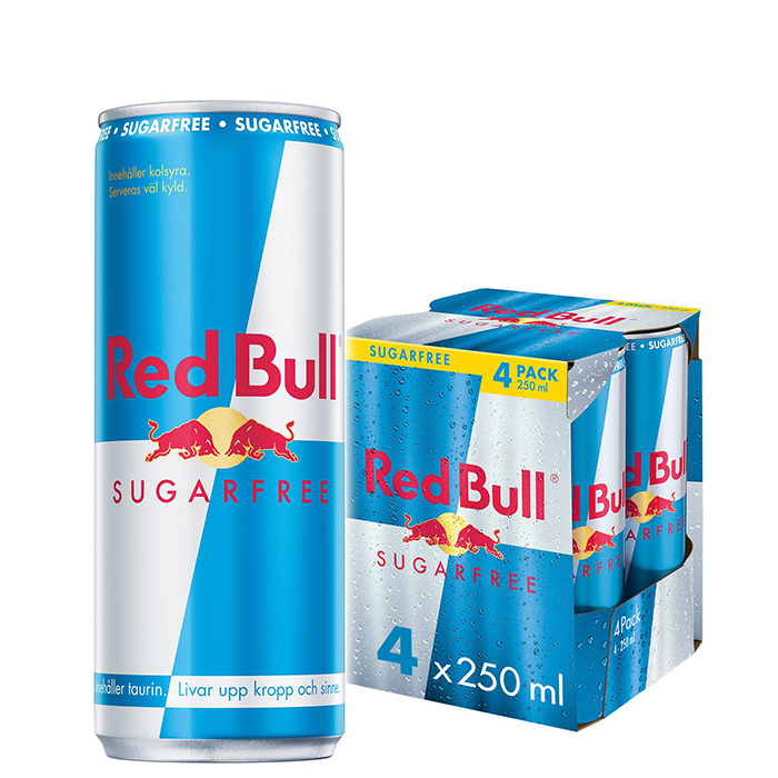 4 x Red Bull Energidryck, 250 ml, Sugarfree