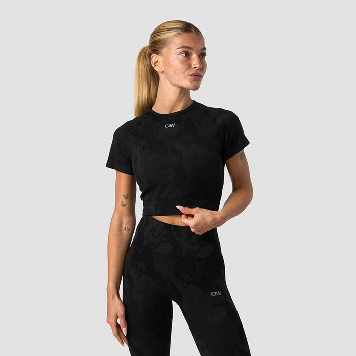 ICANIWILL Camo Seamless Cropped T-shirt Black