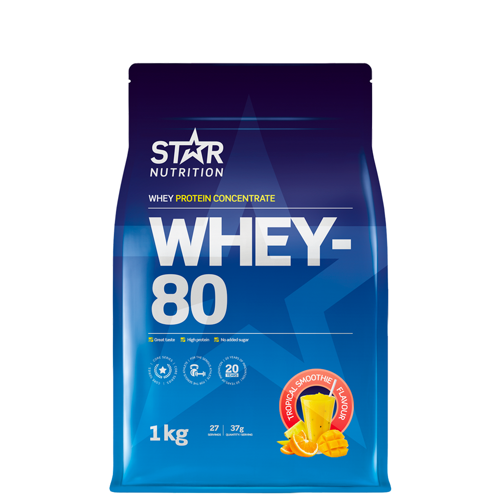 Star Nutrition Whey-80 Vassleprotein 1 kg, Tropical Smoothie