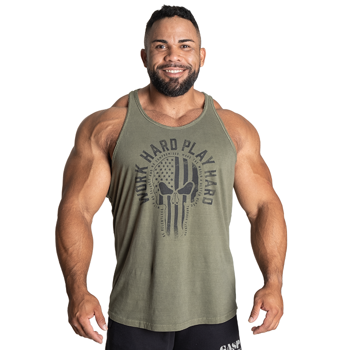 Skull T-back,Acid Washed Green