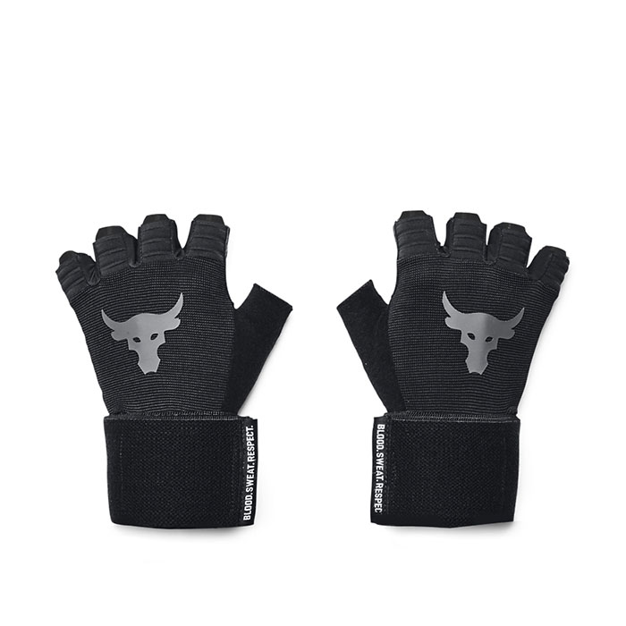 UA Project Rock Training Glove, Black/White