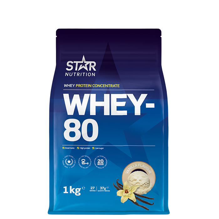 Star Nutrition Whey-80 Vassleprotein 1 kg, Vanilj