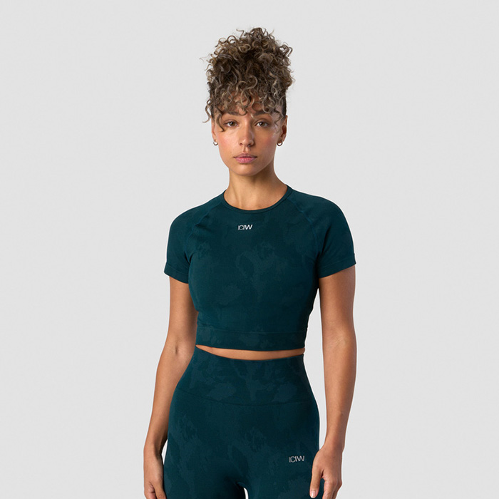Camo Seamless Cropped T-shirt, Dark Teal
