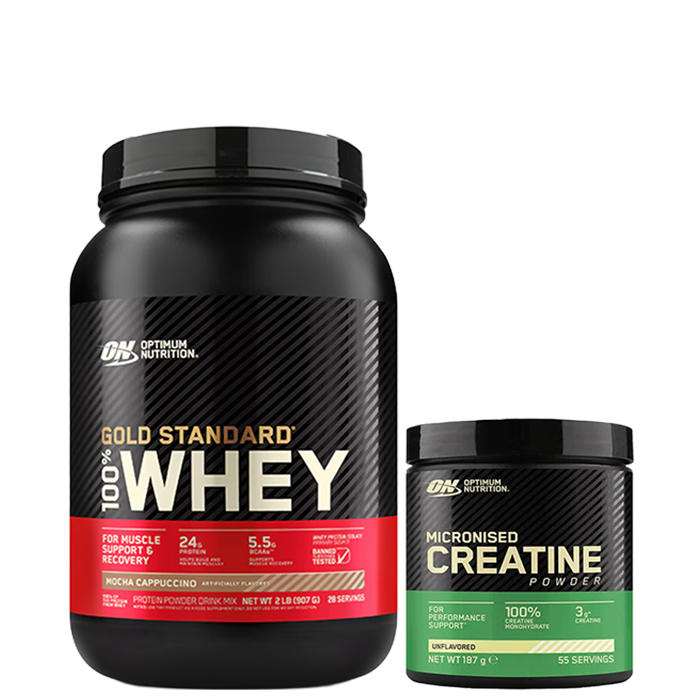 Optimum Nutrition 100% Whey Gold Mocha Cappuccino 908 g + Kreatin 187 g