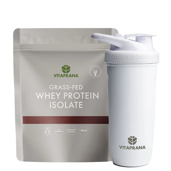 Grass-Fed Whey Protein Isolate 750 g Stainless Steel Shaker White