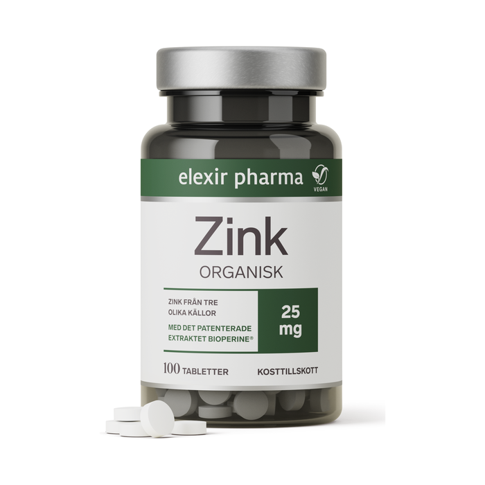 Organisk Zink 25 mg 100 tabletter