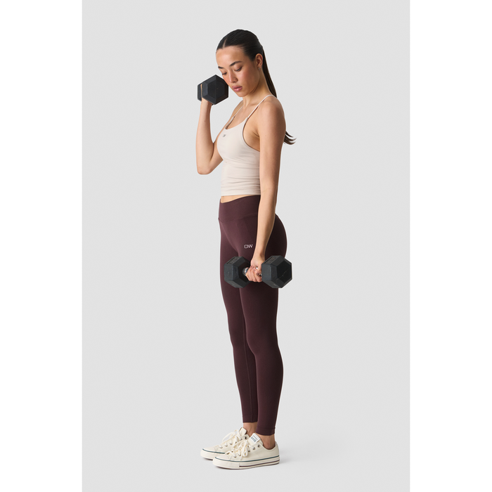 Smooth Seamless V-formade Tights Mid Rise Brun