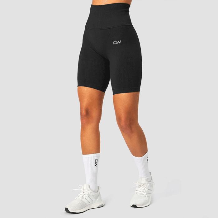 Läs mer om Ribbed Define Seamless Pocket Biker Shorts, Black