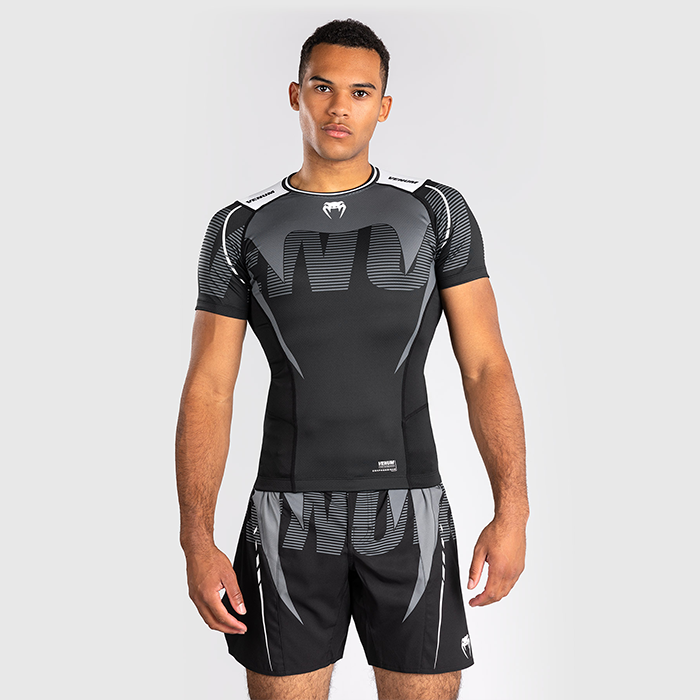Venum Adrenaline Rashguard Kort&auml;rmad Svart Gr&aring;