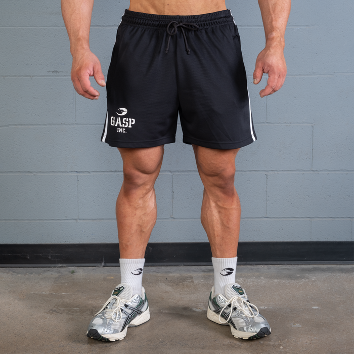 2 Stripe St. Mesh Shorts, Black/White