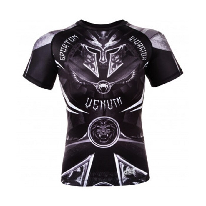 Venum Gladiator 3.0 Rashguard, Black/White, Short Sleeves